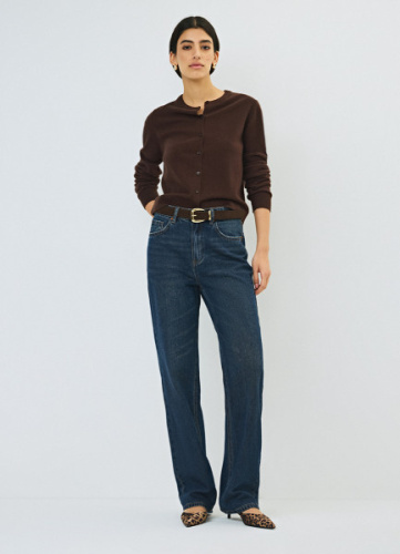 Прямые джинсы с высокой посадкой, Синий