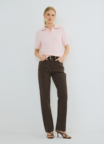 Прямые джинсы со средней посадкой, Коричневый