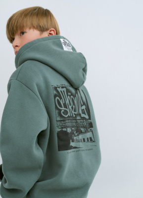 Худи с принтом для мальчиков, Голубой