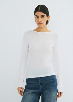 Приталенный лонгслив, Белый