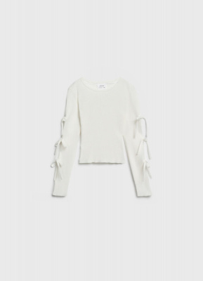 Вязаный джемпер с бантами для девочек, Белый