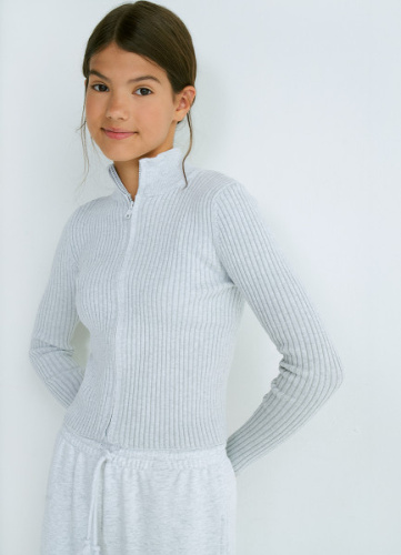 Кардиган на молнии для девочек, Серый