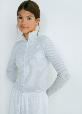 Кардиган на молнии для девочек, Серый