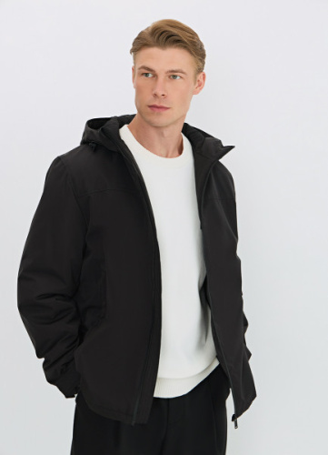 Утеплённая куртка с капюшоном, Черный