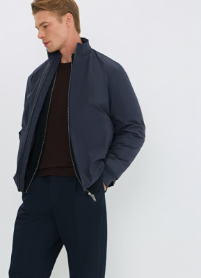 Утеплённая куртка с воротником-стойкой, Синий