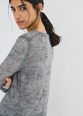 Двуслойный джемпер из мохера и шерсти, Серый