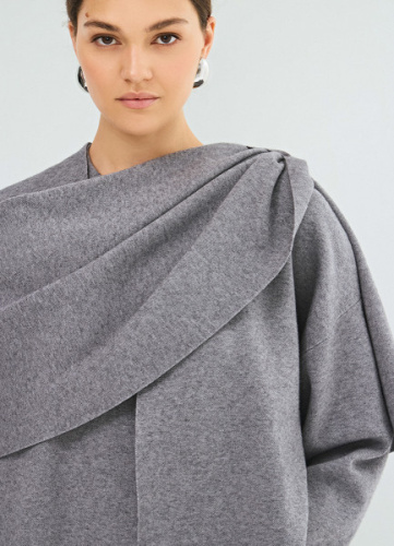 Кардиган с шарфом, Серый