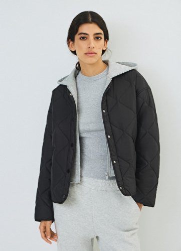Стёганая куртка с капюшоном, Черный
