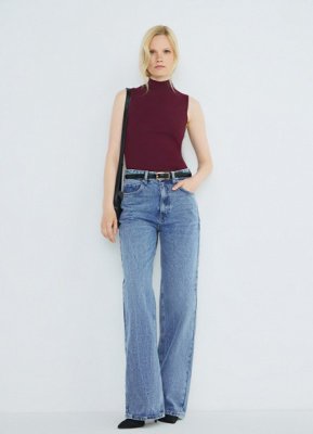 Широкие джинсы с высокой посадкой, Голубой