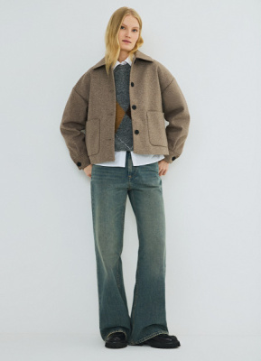 Куртка из пальтовой ткани, Бежевый