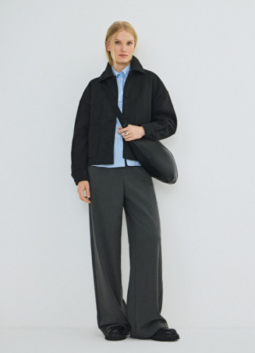 Прямые брюки с эластичным поясом, Серый