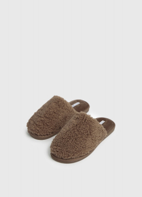 Тапочки с искусственным мехом, Бежевый