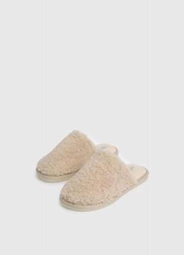 Тапочки с искусственным мехом, Бежевый