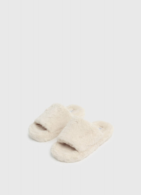 Тапочки с искусственным мехом, Бежевый