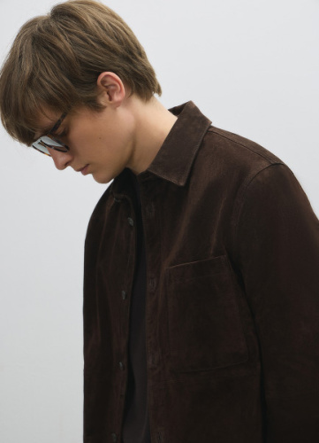 Куртка-рубашка из натуральной замши, Коричневый