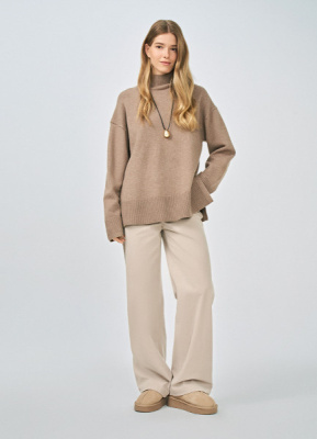 Прямые брюки из вельвета, Бежевый