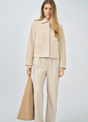 Брюки из искусственной кожи, Бежевый