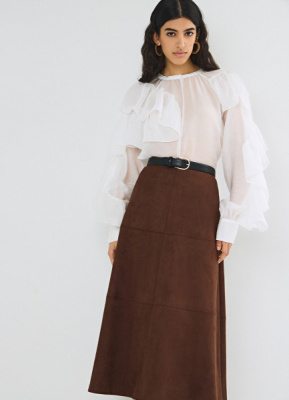 Юбка А-силуэта из замши, Оранжевый