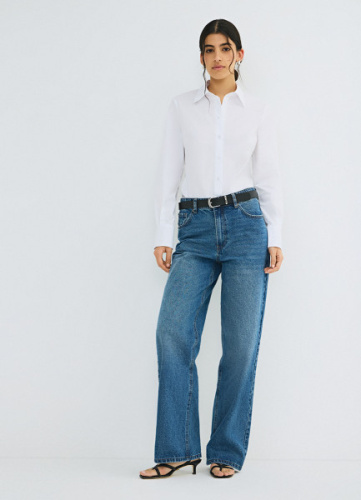 Приталенная рубашка из хлопка, Белый