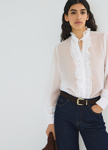 Блузка с рюшами, Белый