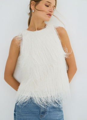 Топ с пушистой фактурой, Белый