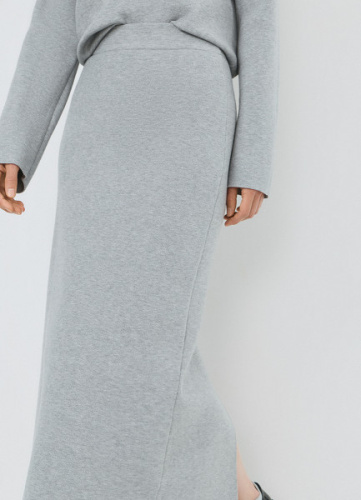 Вязаная юбка миди, Серый