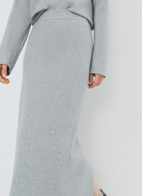 Вязаная юбка миди, Серый