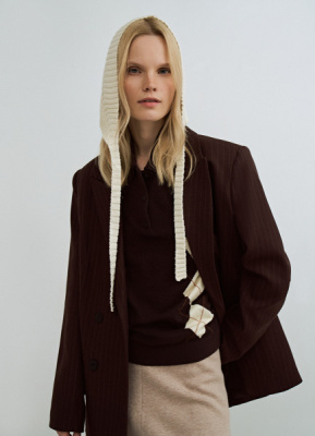 Вязаная косынка на завязках, Бежевый