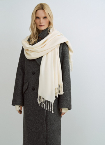Шарф с бахромой, Бежевый