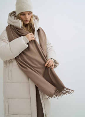 Шарф с бахромой, Коричневый