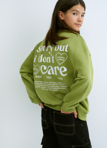 Свитшот с принтом для девочек, Зеленый