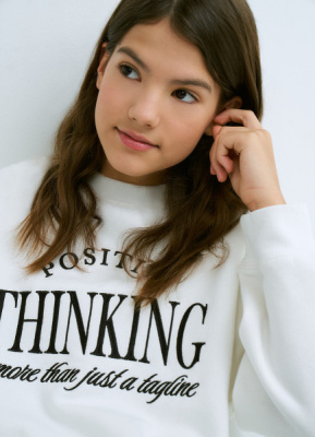 Свитшот с вышивкой для девочек, Белый