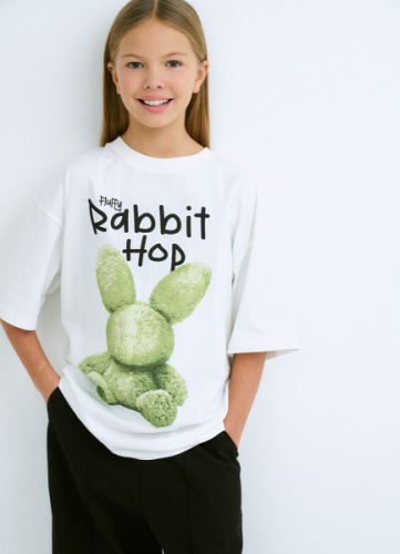 Футболка с принтом для девочек, Белый