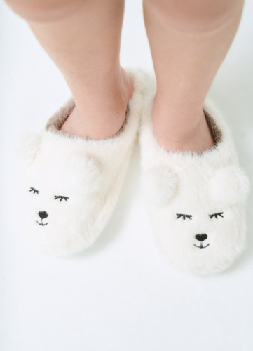 Тапочки с искусственным мехом для девочек, Бежевый