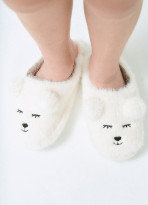 Тапочки с искусственным мехом для девочек, Бежевый