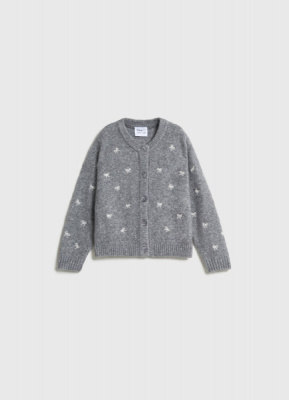 Кардиган с вышивкой для девочек, Серый