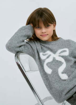Вязаный джемпер для девочек, Серый