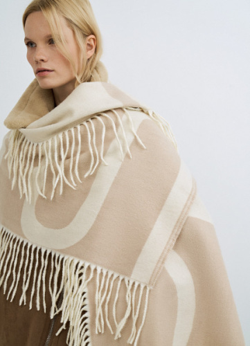 Шарф с принтом, Бежевый