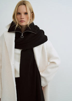 Шарф с воротником на молнии, Черный