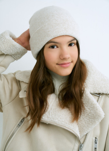 Вязаная шапка для девочек, Бежевый