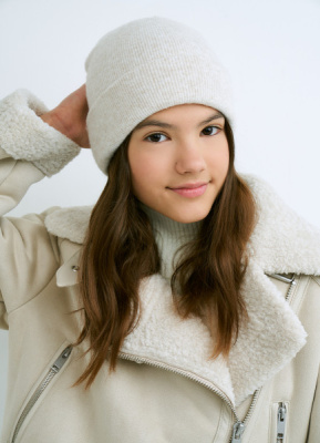 Вязаная шапка для девочек, Бежевый