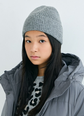 Вязаная шапка для девочек, Серый