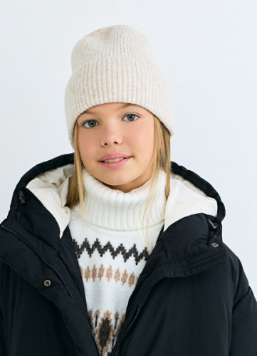 Вязаная шапка для девочек, Бежевый