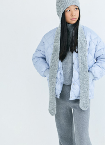 Вязаная шапка-ушанка для девочек, Серый