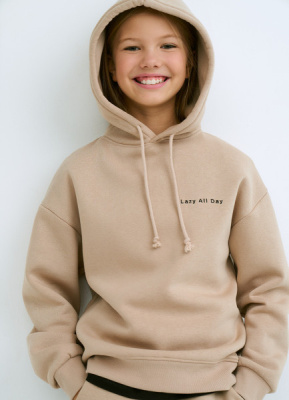 Худи с вышивкой для девочек, Бежевый