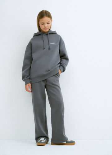 Худи с вышивкой для девочек, Серый