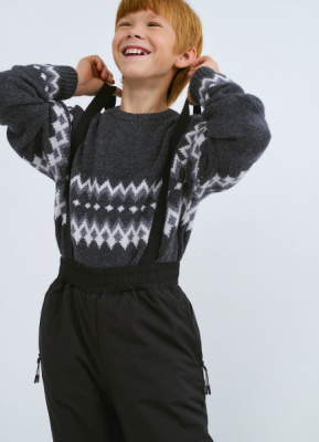 Утеплённые брюки на лямках для мальчиков, Черный