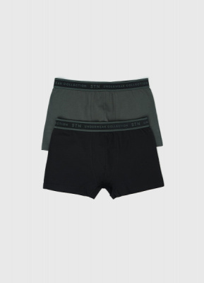 Трусы-транки с контрастными резинками, 2 шт., Черный