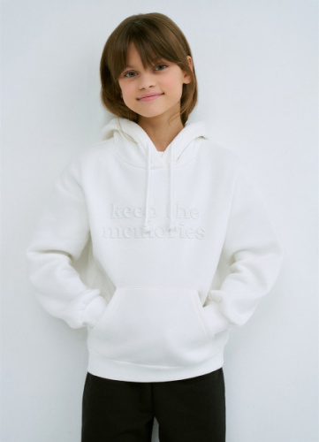 Худи с вышивкой для девочек, Белый
