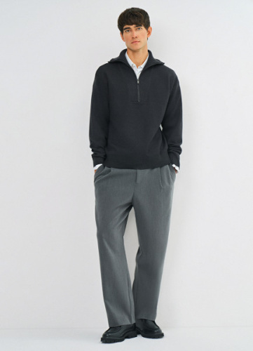 Джемпер с воротником-стойкой на молнии, Серый